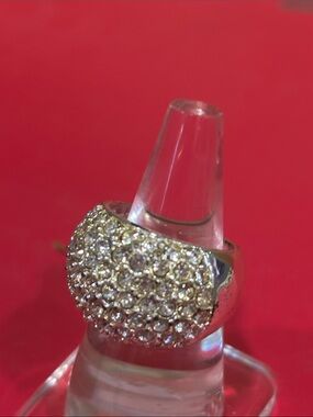 Crystal Pavé Dome Statement Ring - Silver